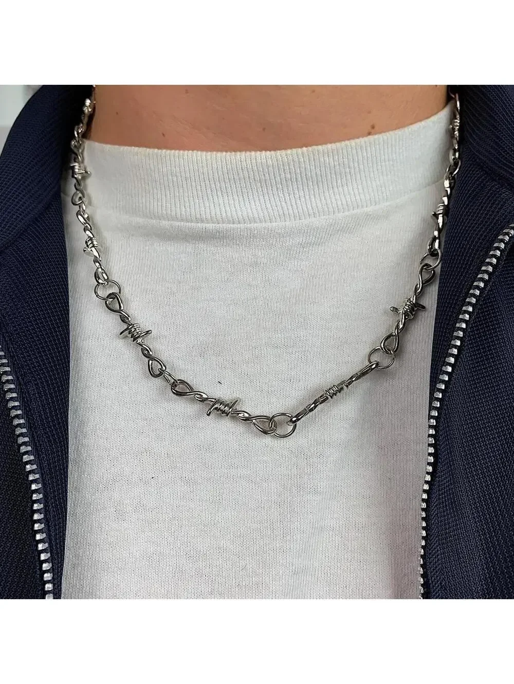 Cyber Y2k barbwire opium punk style necklace. Cool design. Nice quality. Chain